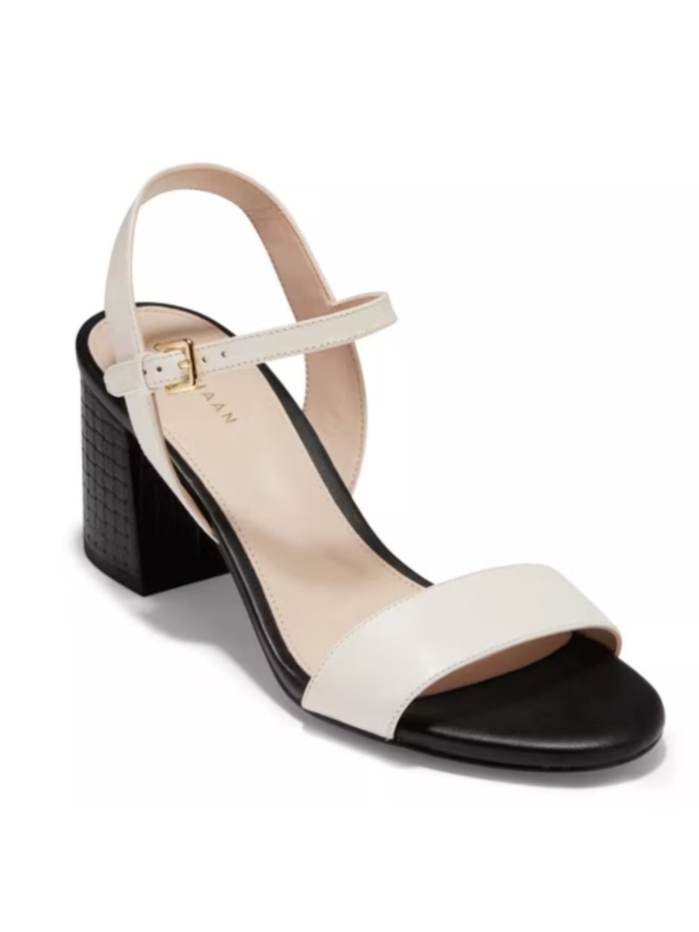 Cole Haan Josie Black and White Block Heel Sandals
